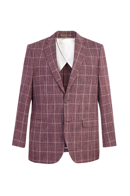 Kiremit İtalyan Yünlü Kareli Ceket