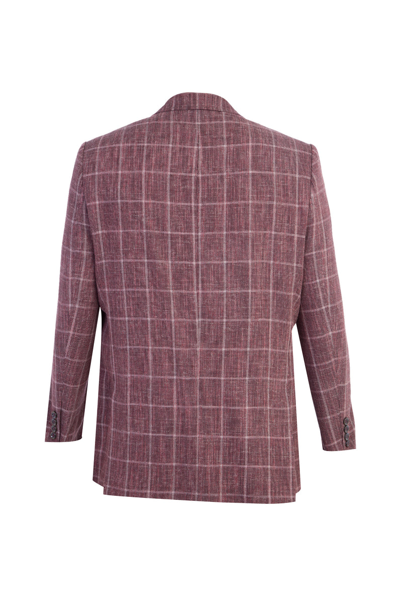 Kiremit İtalyan Yünlü Kareli Ceket