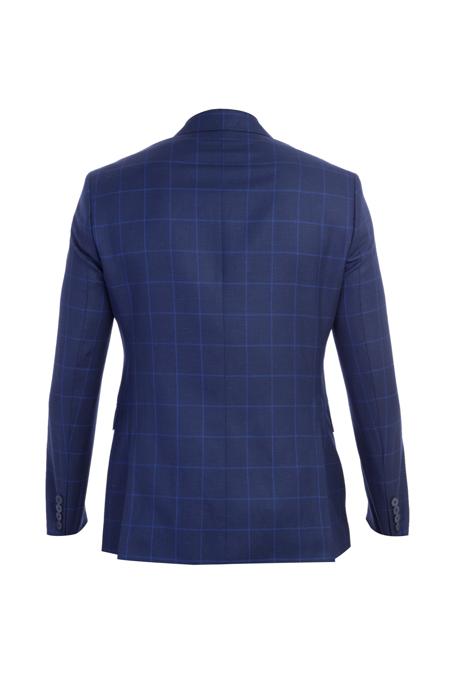 Lacivert 7 Drop Slim Fit Dar Kesim ?talyan Yünlü Kareli Ceket-Abdullah Ki??l?