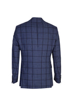 Lacivert İtalyan Yünlü Kareli Klasik Keten Ceket