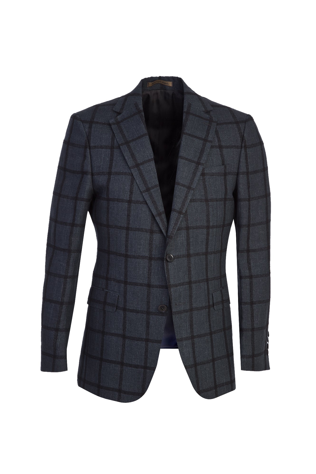 Antrasit İtalyan Yünlü Kareli Klasik Keten Ceket