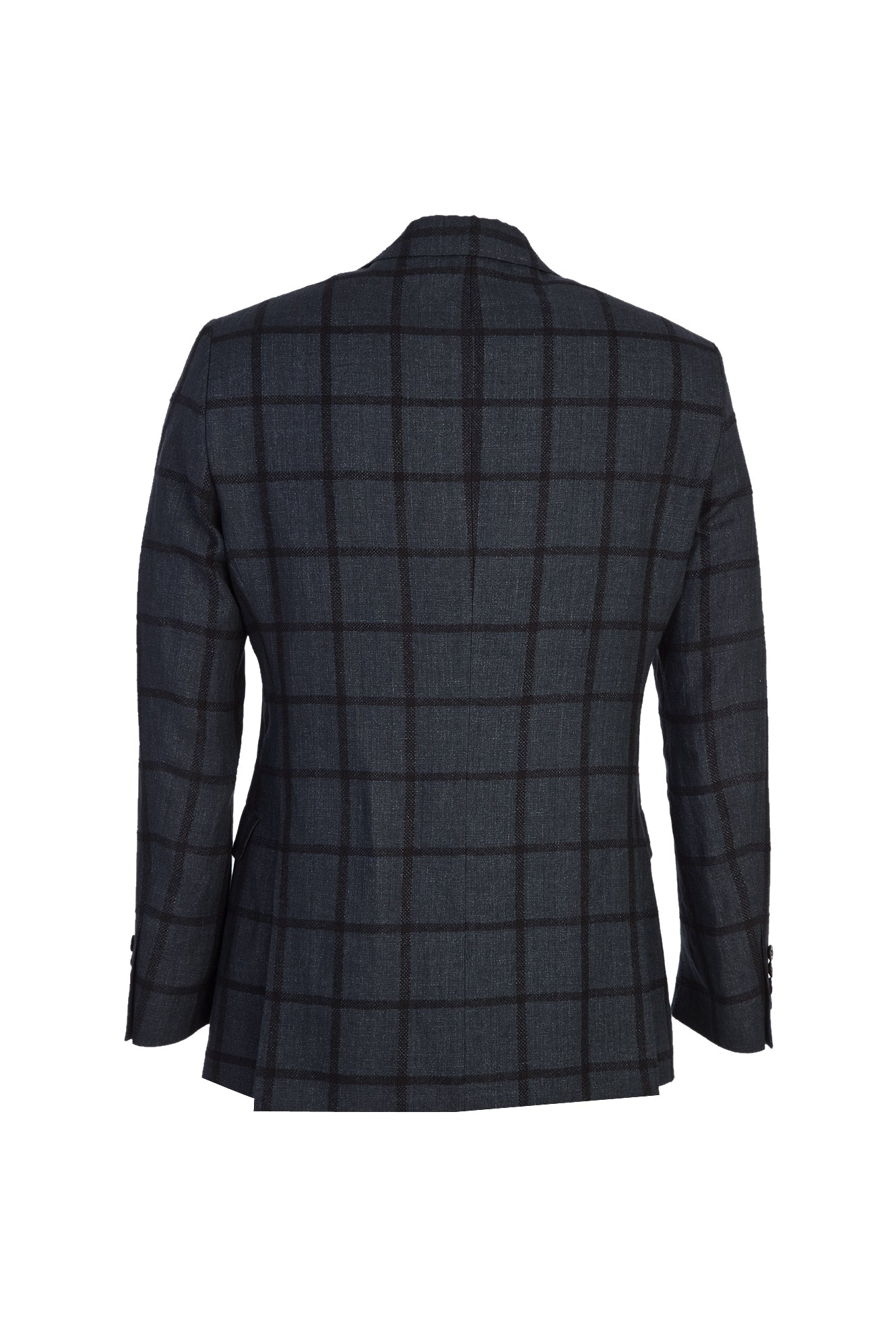 Antrasit İtalyan Yünlü Kareli Klasik Keten Ceket