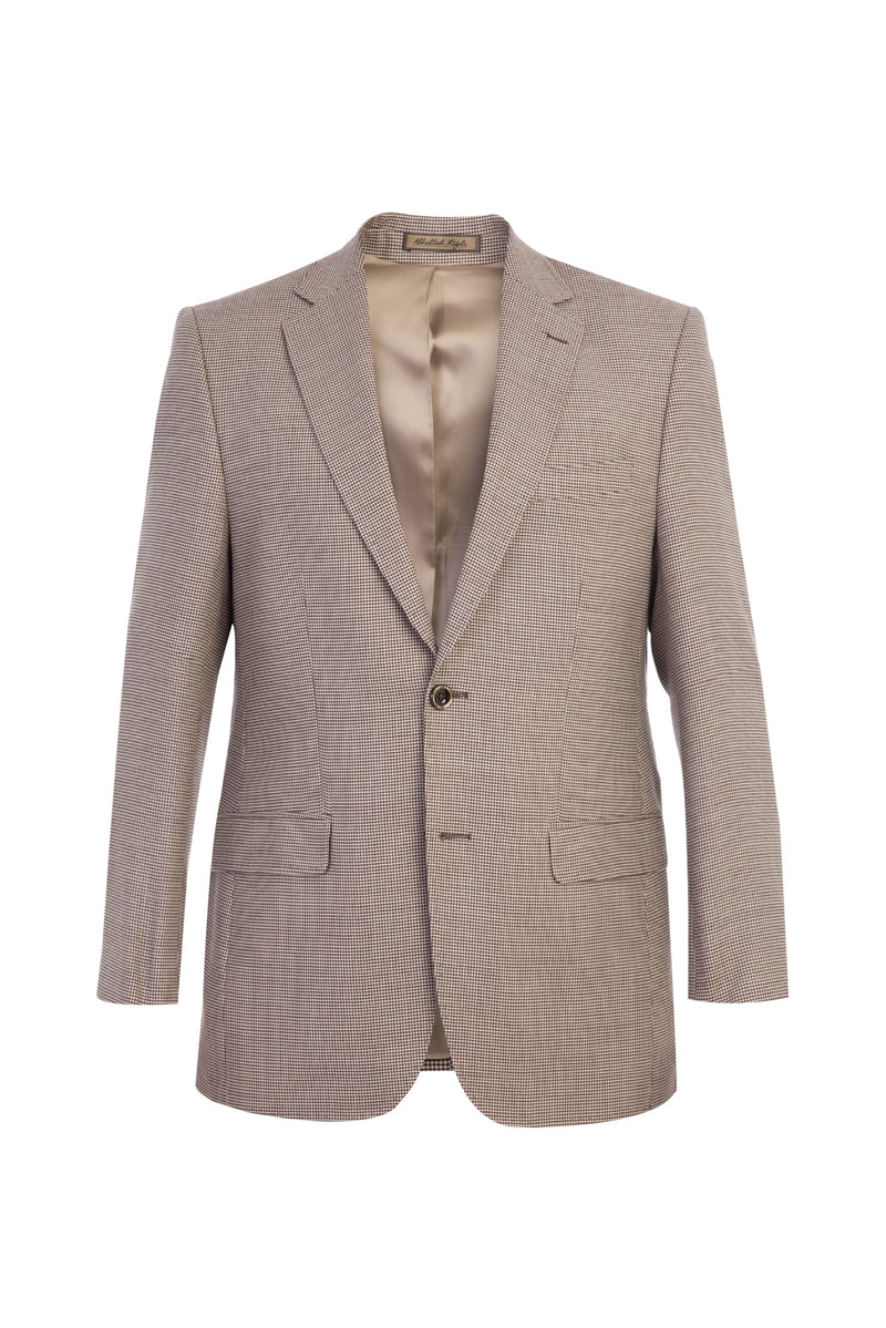 Açık Kahve - Camel İtalyan Desenli Klasik Yün Ceket