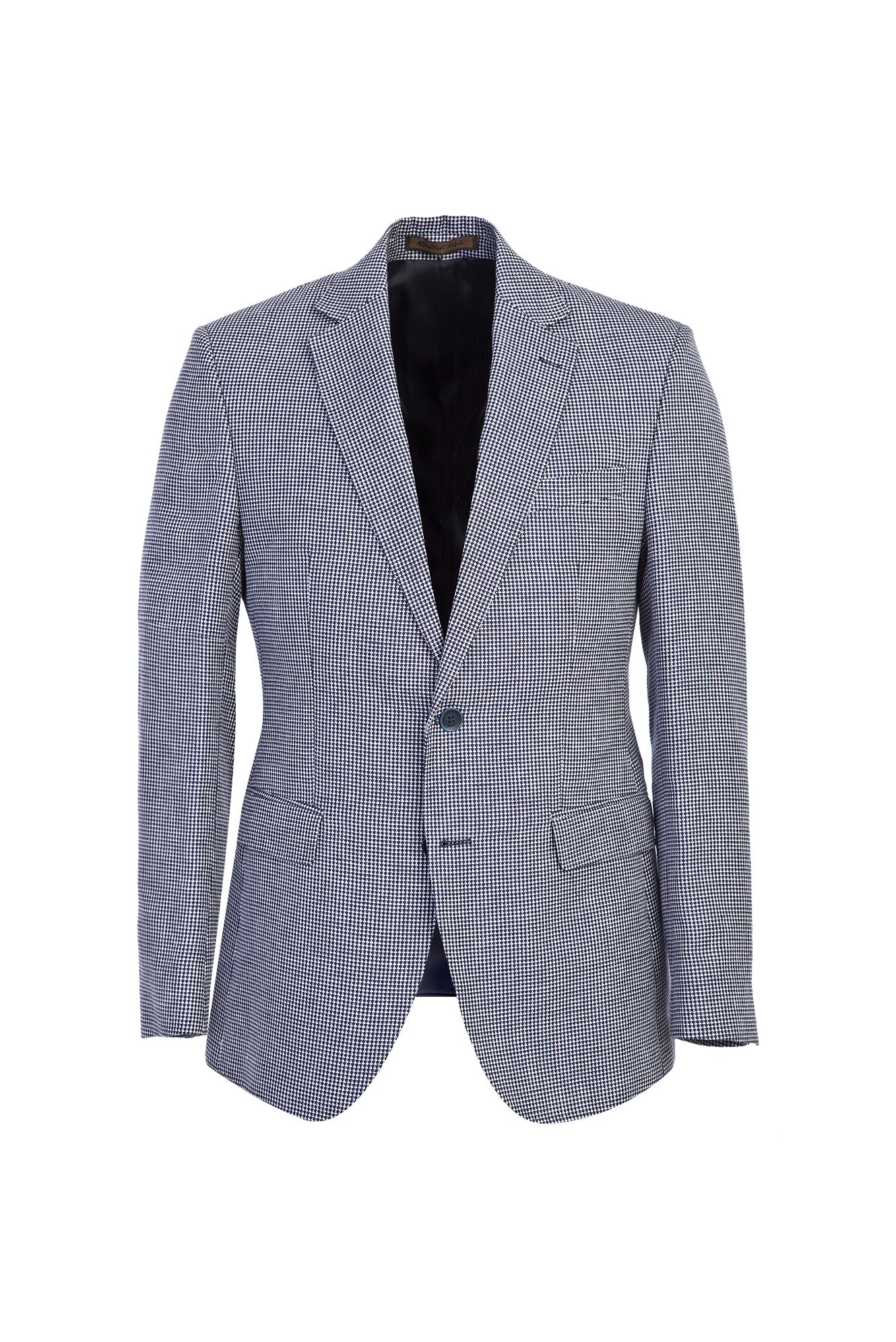 Lacivert ?talyan 7 Drop Slim Fit Dar Kesim Desenli Keten ?pek Kar???ml? Ceket-Abdullah Ki??l?