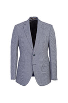 Lacivert ?talyan 7 Drop Slim Fit Dar Kesim Desenli Keten ?pek Kar???ml? Ceket-Abdullah Ki??l?