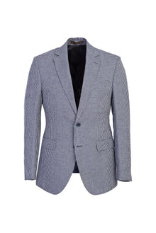 Lacivert ?talyan 7 Drop Slim Fit Dar Kesim Desenli Keten ?pek Kar???ml? Ceket-Abdullah Ki??l?