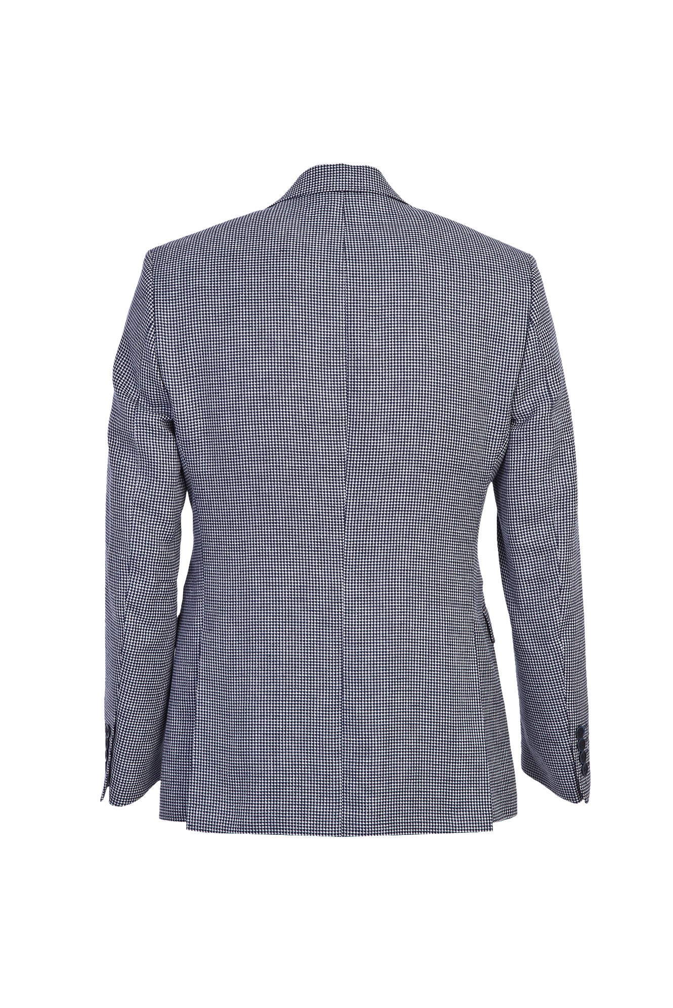Lacivert ?talyan 7 Drop Slim Fit Dar Kesim Desenli Keten ?pek Kar???ml? Ceket-Abdullah Ki??l?