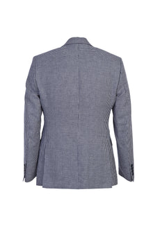 Lacivert ?talyan 7 Drop Slim Fit Dar Kesim Desenli Keten ?pek Kar???ml? Ceket-Abdullah Ki??l?
