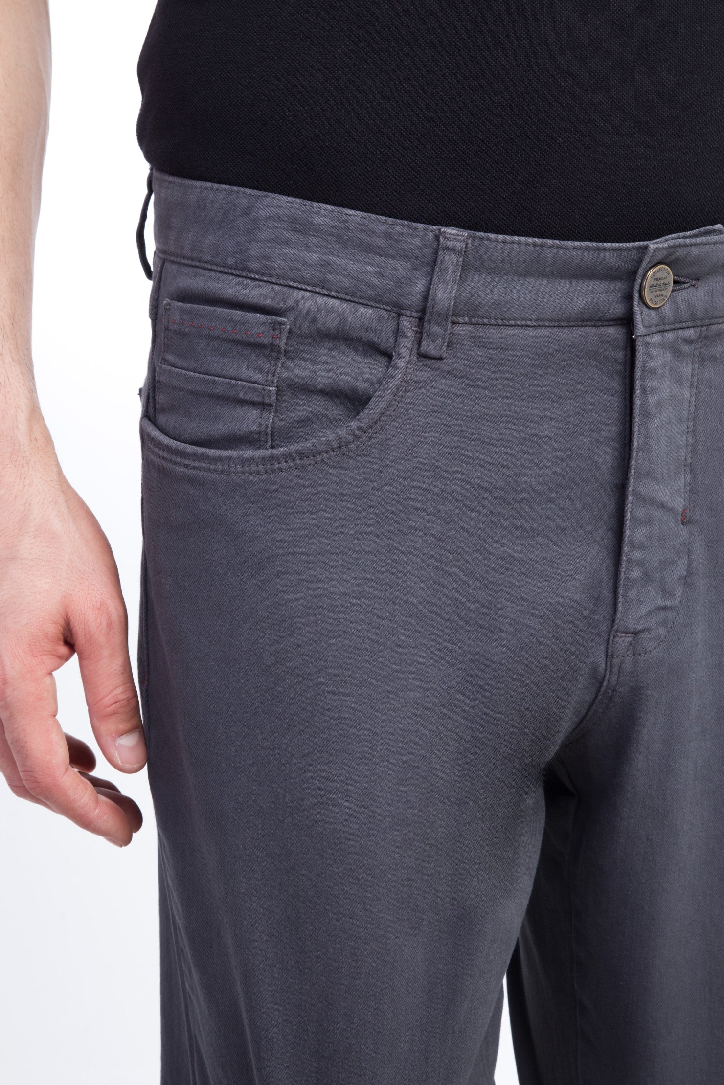 Füme Gri Likralı Kanvas / Chino Pantolon