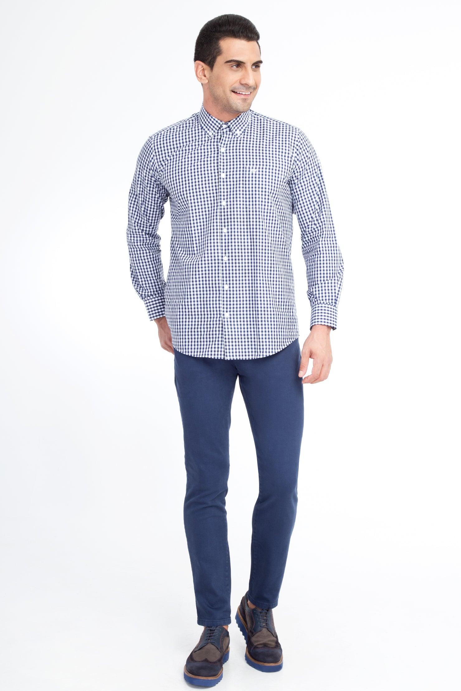 Koyu Mavi Likralı Kanvas / Chino Pantolon