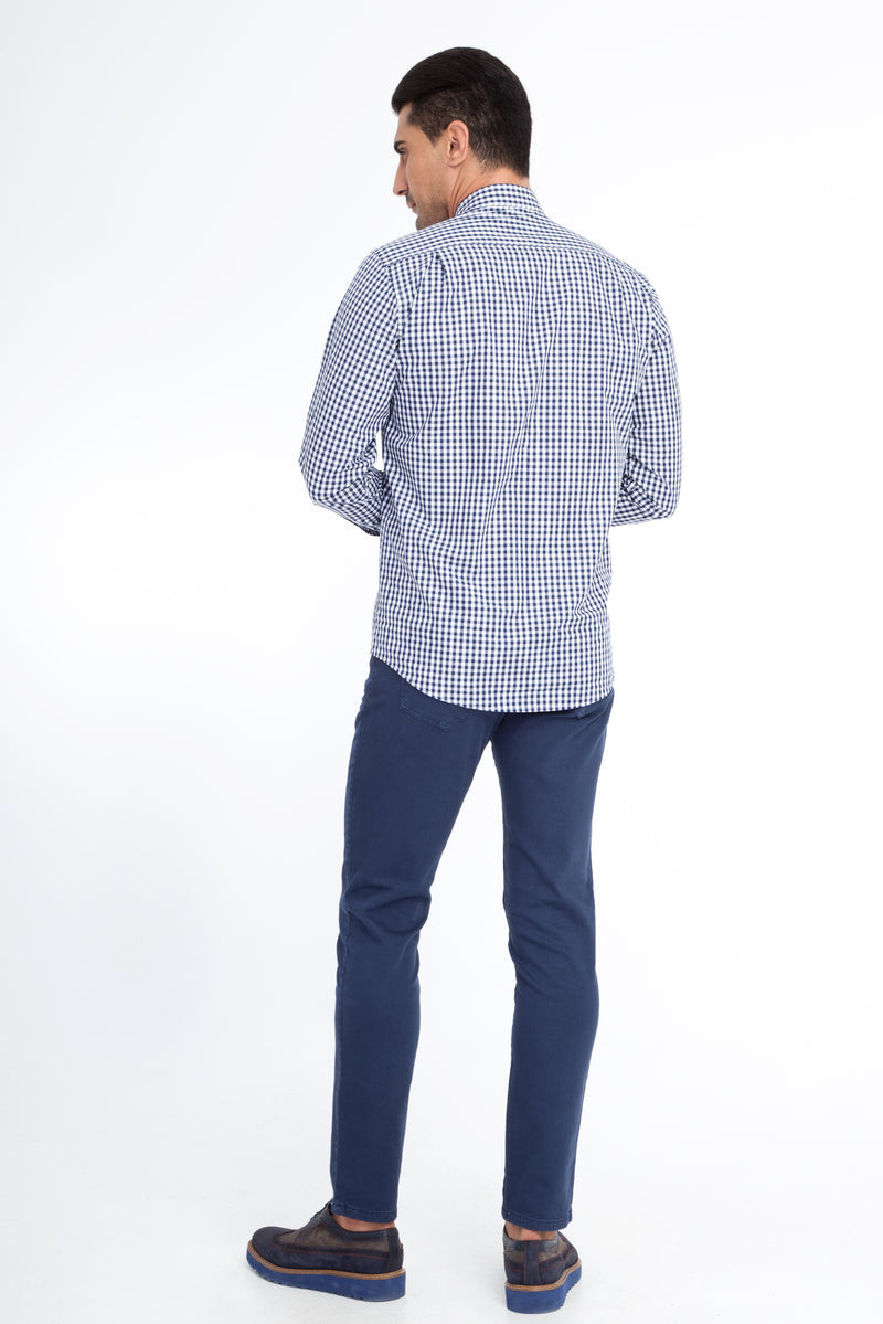 Koyu Mavi Likralı Kanvas / Chino Pantolon