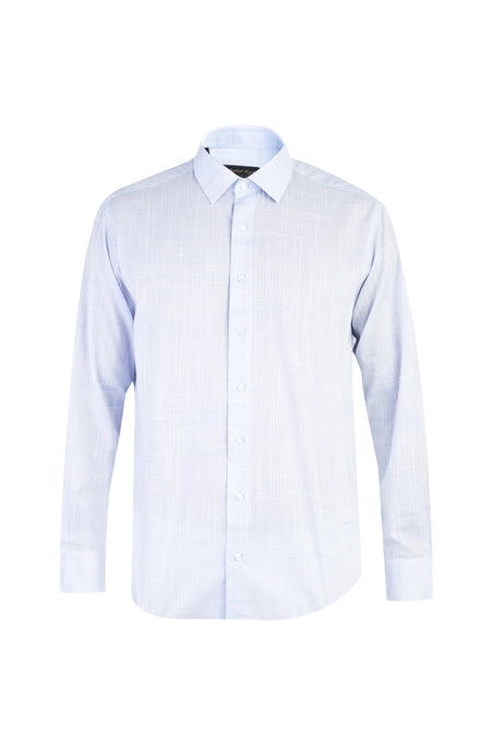 Açık Mavi Uzun Kol Desenli Pamuk Gömlek