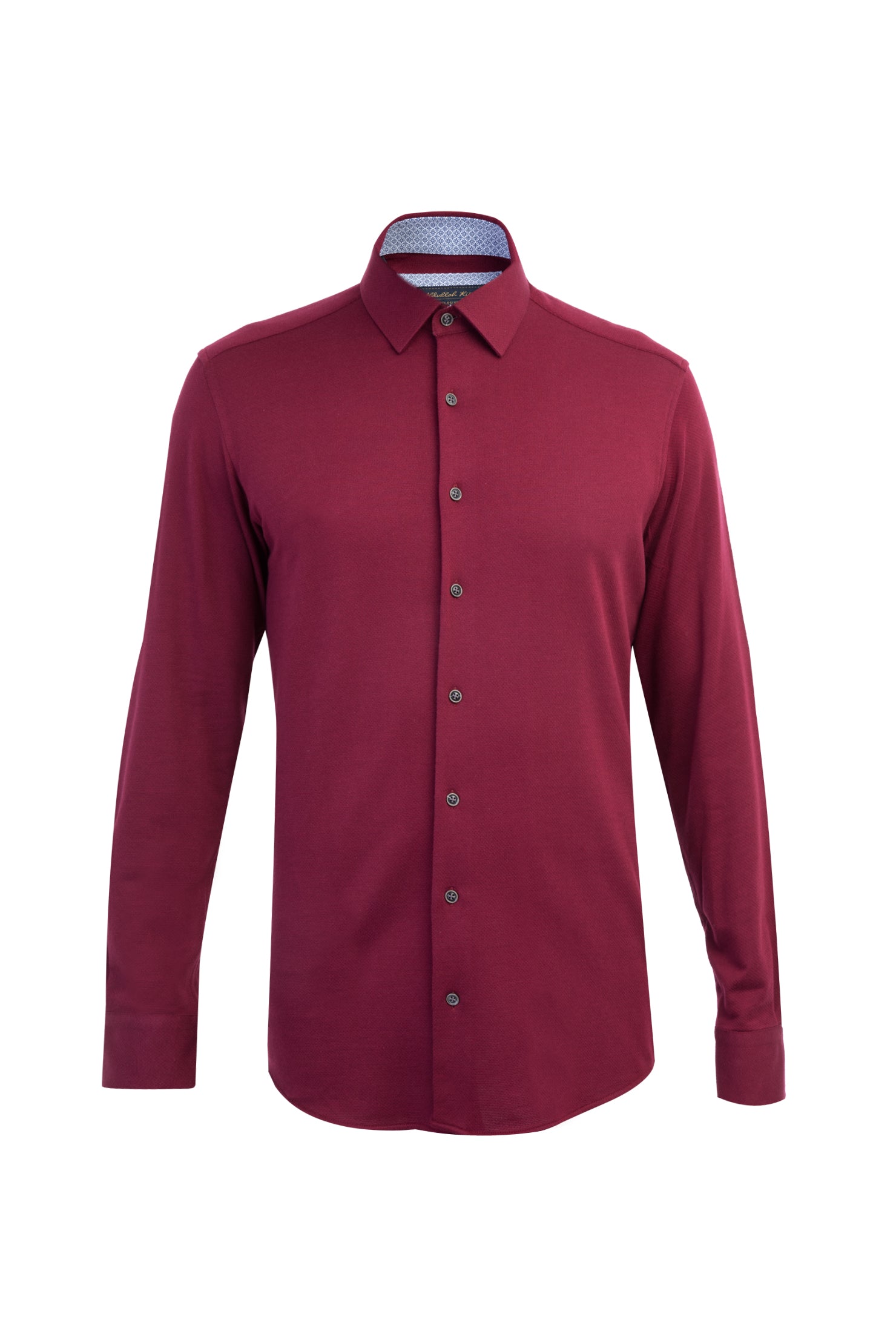 Bordo Uzun Kol Desenli Pamuk Gömlek