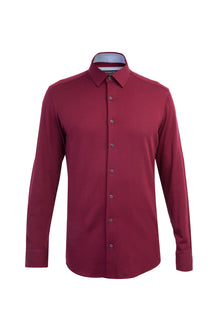 Bordo Uzun Kol Desenli Pamuk Gömlek