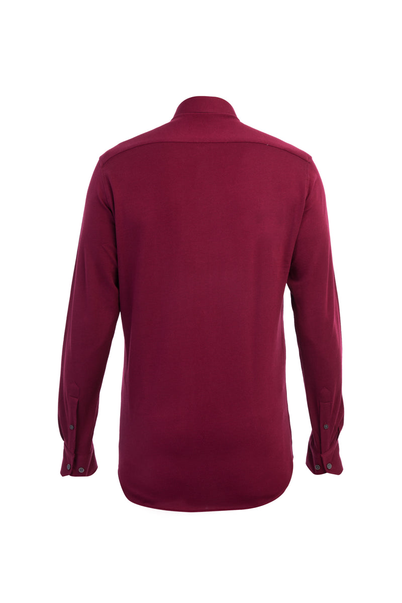 Bordo Uzun Kol Desenli Pamuk Gömlek