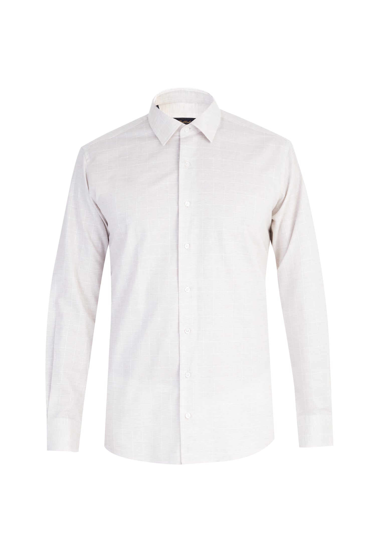 Bej Uzun Kol Ekose Pamuk Gömlek