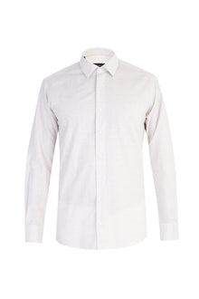 Bej Uzun Kol Ekose Pamuk Gömlek