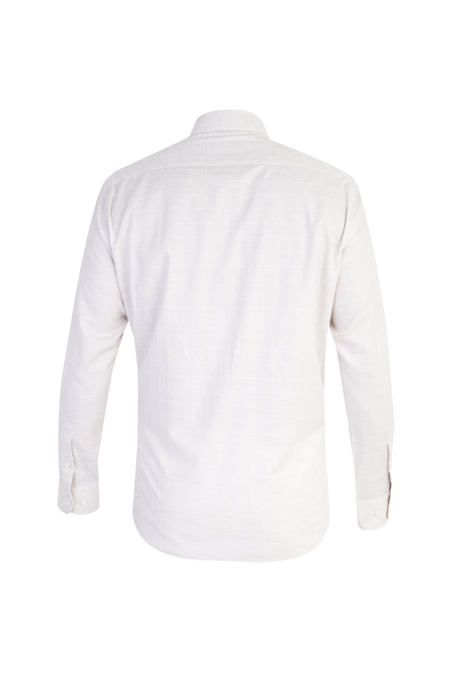 Bej Uzun Kol Ekose Pamuk Gömlek