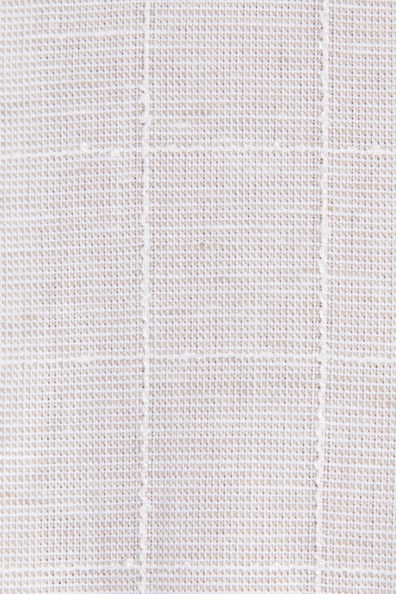 Bej Uzun Kol Ekose Pamuk Gömlek