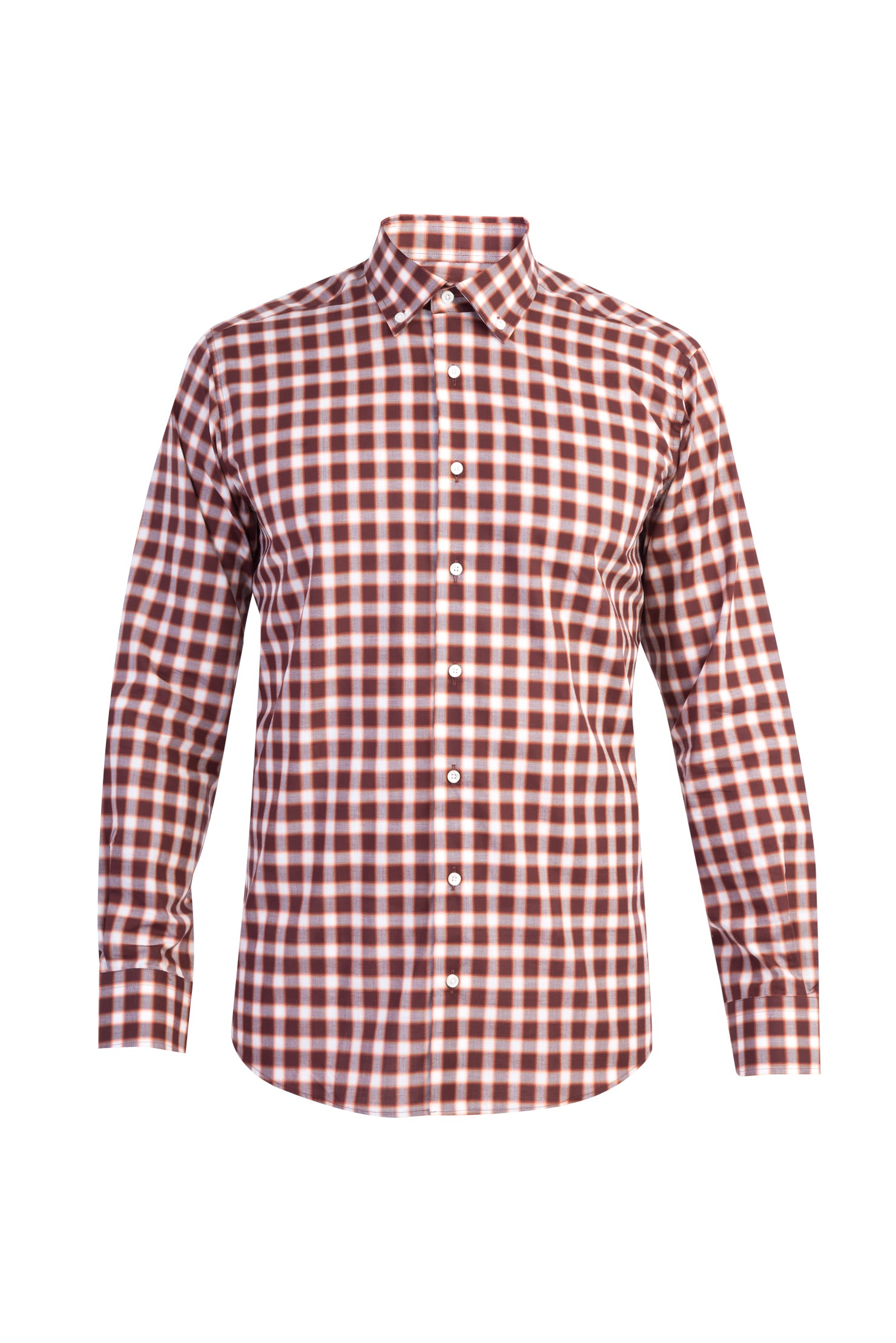 Bordo Uzun Kol Ekose Spor Pamuk Gömlek