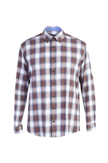 Kahve Uzun Kol Ekose Pamuk Gömlek