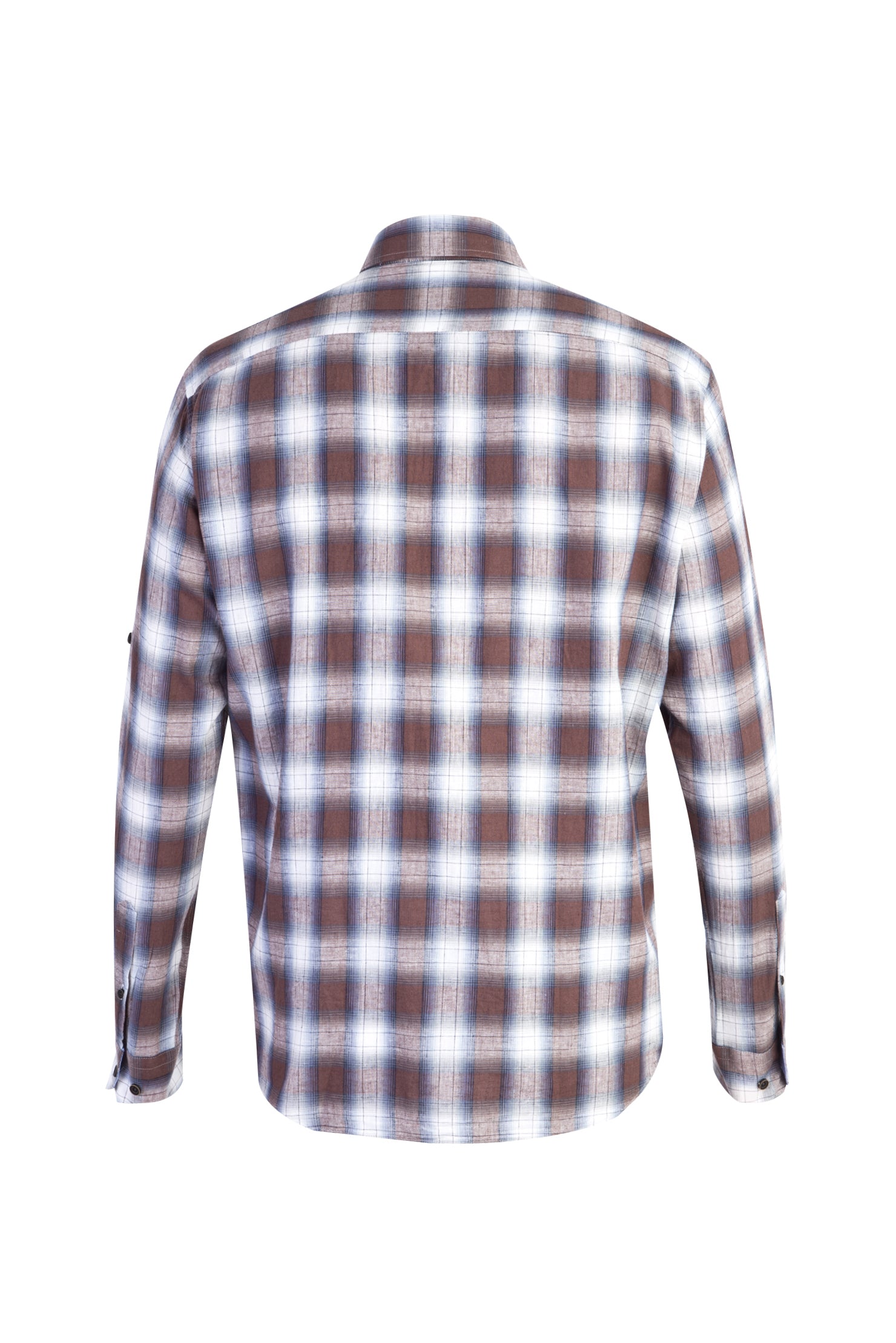 Kahve Uzun Kol Ekose Pamuk Gömlek