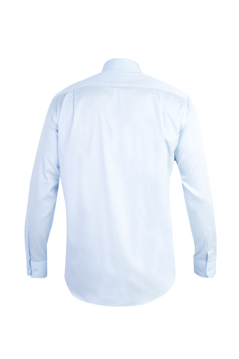 Açık Mavi Ak Pamuk Saten Klasik Göm