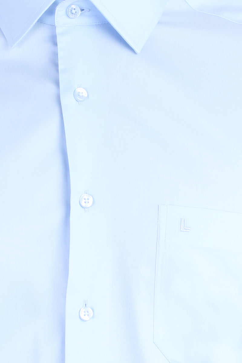 Açık Mavi Ak Pamuk Saten Klasik Göm