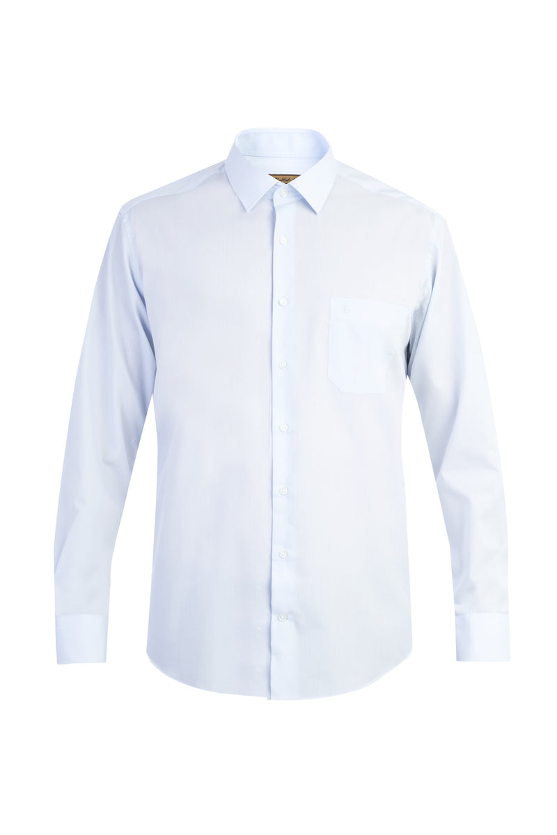Açık Mavi Uzun Kol Easy Care Klasik Pamuk Gömlek
