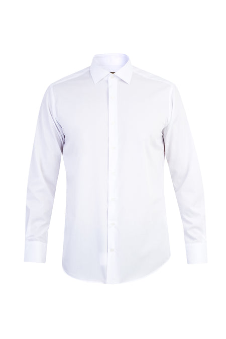 Beyaz Uzun Kol Easy Care Pamuk Gömlek