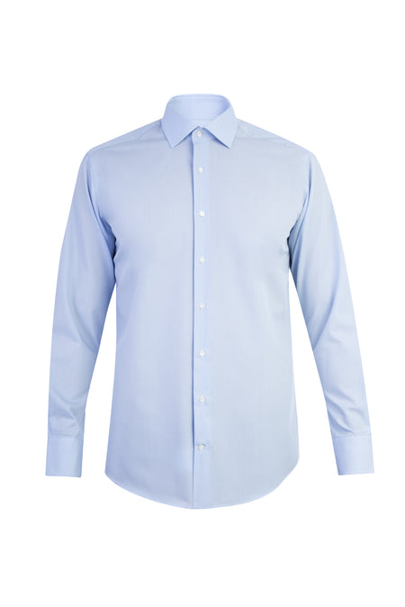Açık Mavi Uzun Kol Easy Care Klasik Pamuk Gömlek