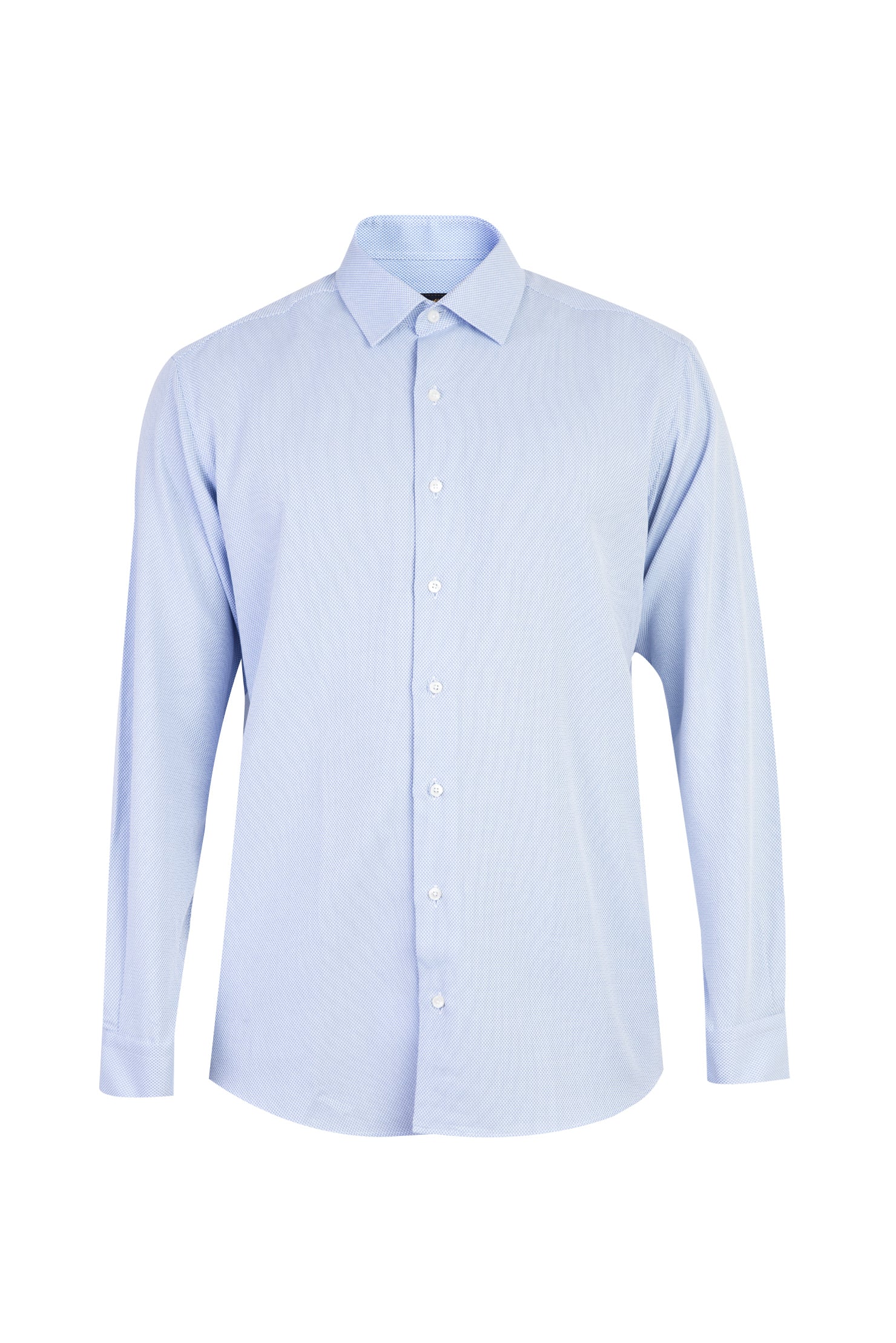 Açık Mavi Uzun Kol Desenli Pamuk Gömlek