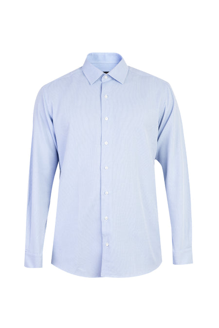 Açık Mavi Uzun Kol Desenli Pamuk Gömlek