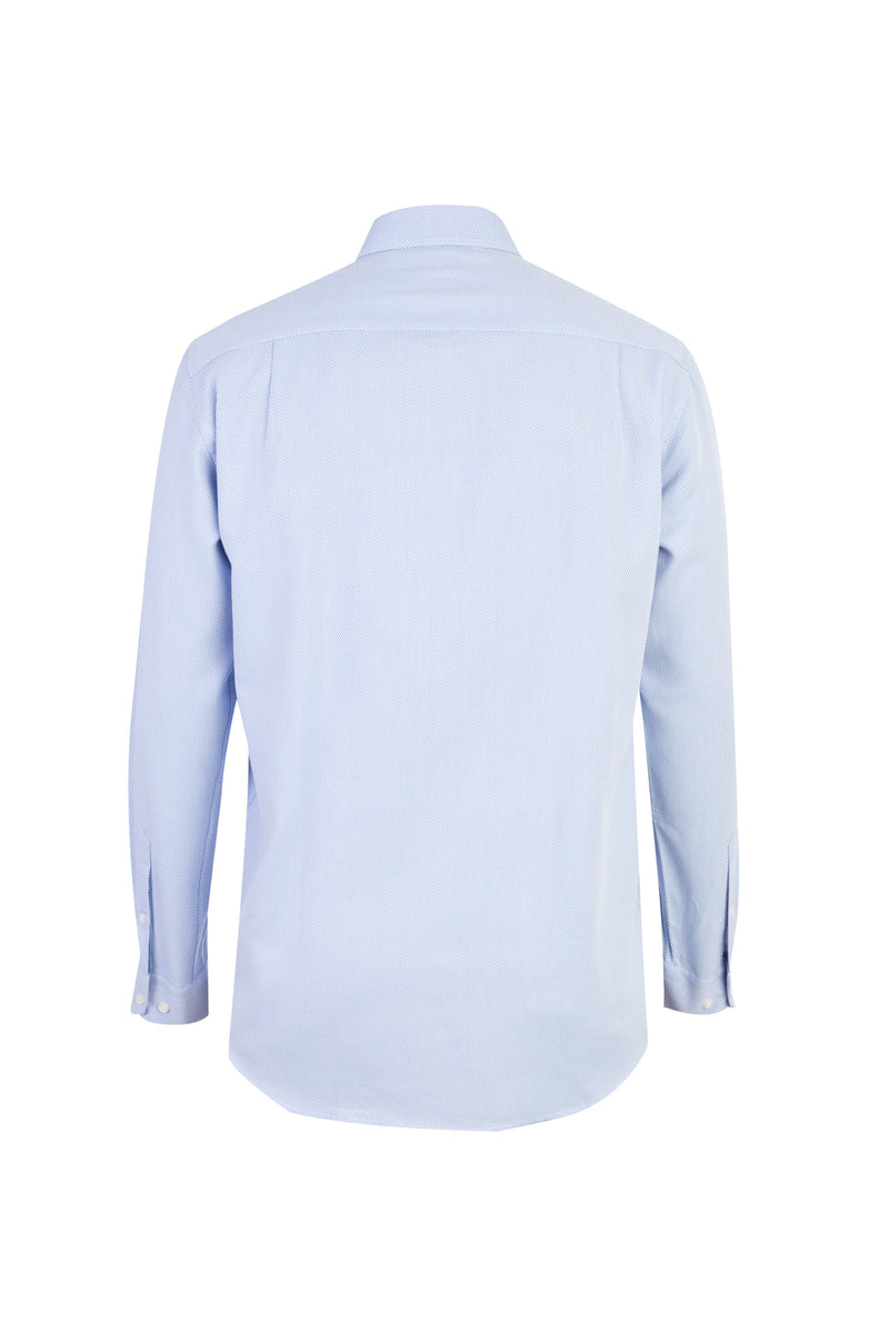 Açık Mavi Uzun Kol Desenli Pamuk Gömlek