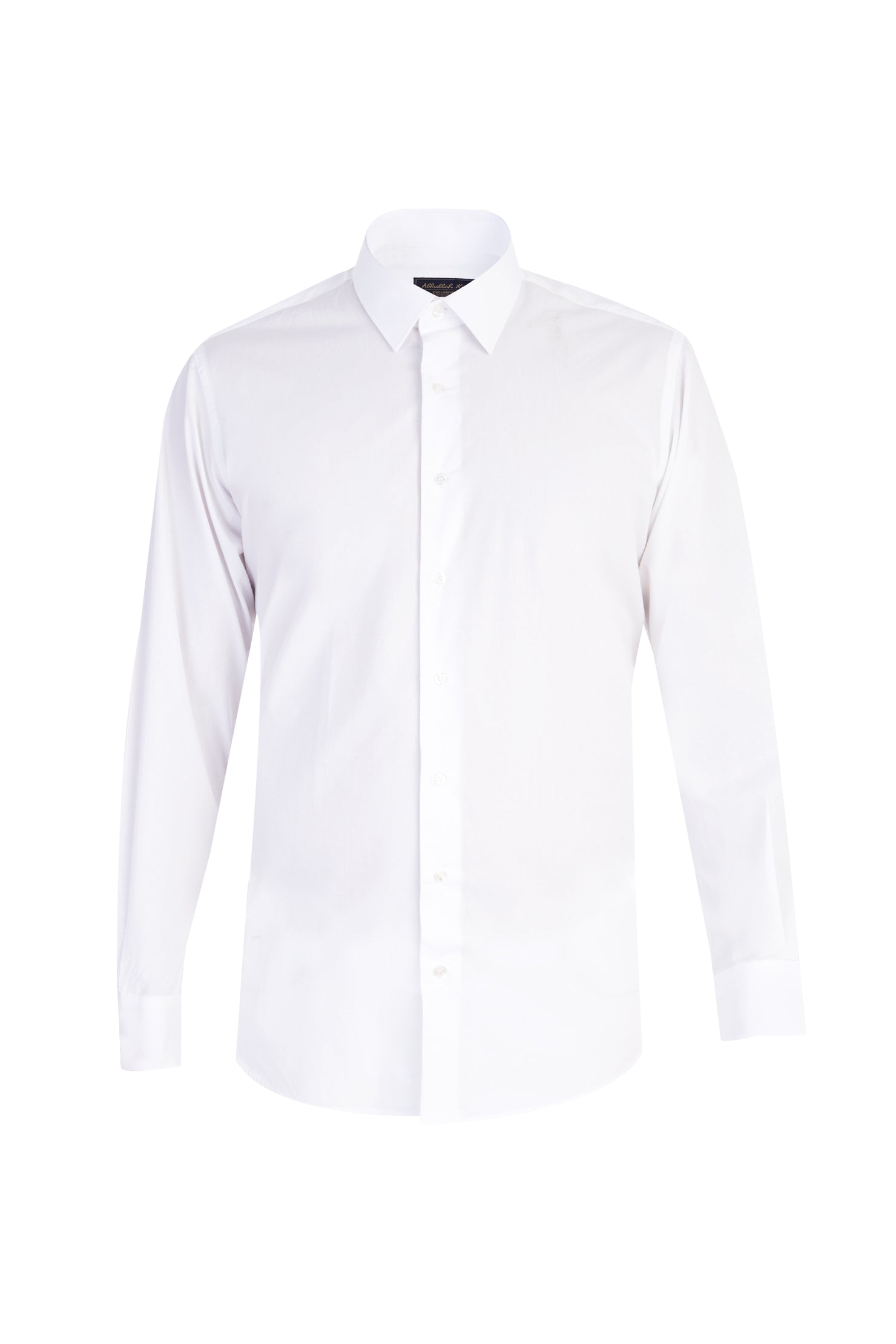 Beyaz Uzun Kol Desenli Klasik Pamuk Gömlek