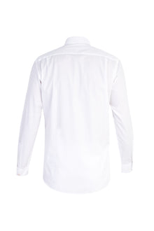 Beyaz Uzun Kol Desenli Klasik Pamuk Gömlek