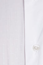 Beyaz Uzun Kol Desenli Klasik Pamuk Gömlek