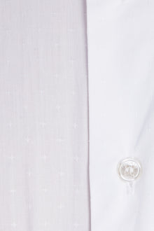 Beyaz Uzun Kol Desenli Klasik Pamuk Gömlek