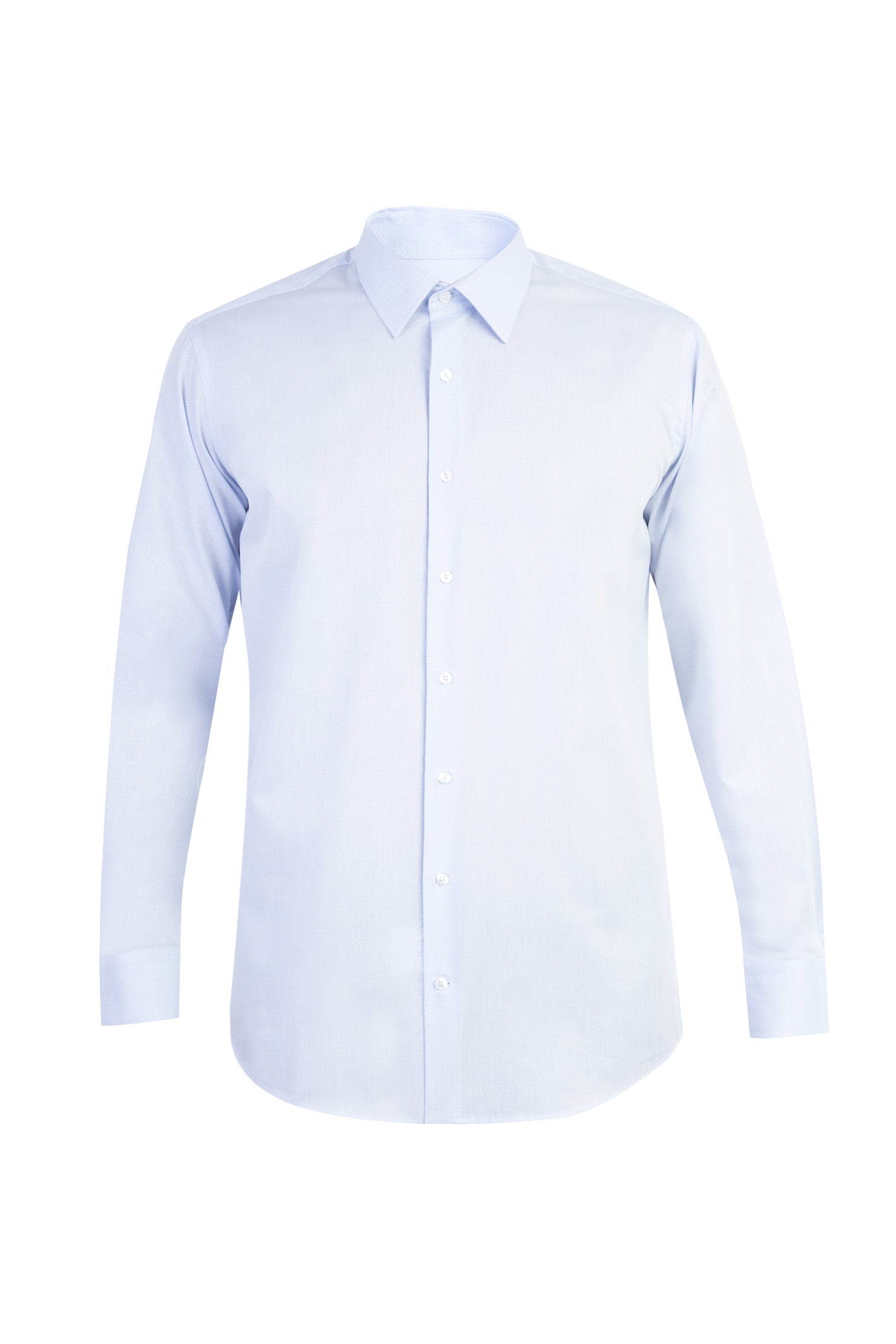 Açık Mavi Uzun Kol Desenli Klasik Pamuk Gömlek