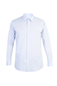 Açık Mavi Uzun Kol Desenli Klasik Pamuk Gömlek