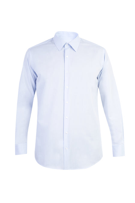 Açık Mavi Uzun Kol Desenli Klasik Pamuk Gömlek