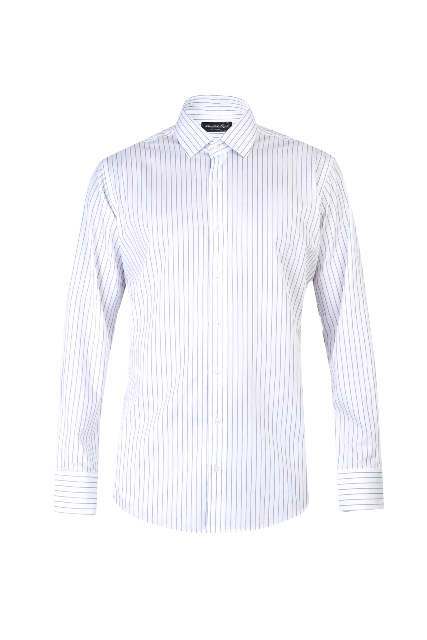 Beyaz Uzun Kol Regular Fit Çizgili Pamuk Gömlek