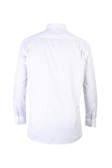 Beyaz Uzun Kol Regular Fit Çizgili Pamuk Gömlek
