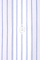 Beyaz Uzun Kol Regular Fit Çizgili Pamuk Gömlek