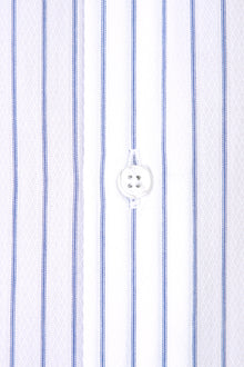 Beyaz Uzun Kol Regular Fit Çizgili Pamuk Gömlek