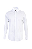 Beyaz Uzun Kol Regular Fit Çizgili Pamuk Gömlek