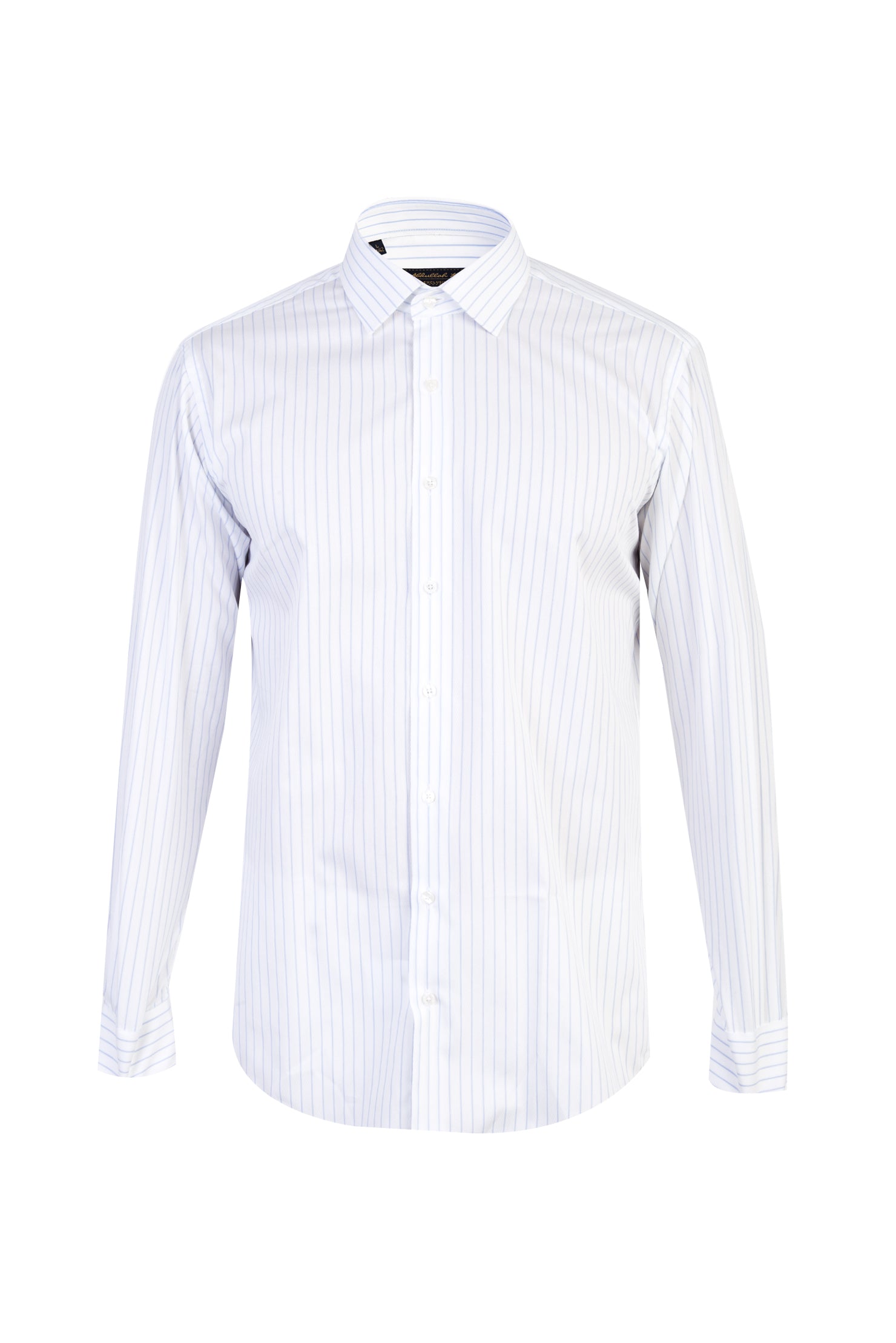 Beyaz Uzun Kol Regular Fit Çizgili Pamuk Gömlek