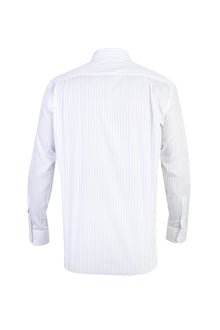 Beyaz Uzun Kol Regular Fit Çizgili Pamuk Gömlek