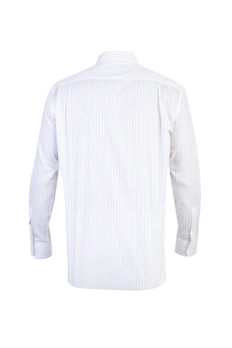 Beyaz Uzun Kol Regular Fit Çizgili Pamuk Gömlek