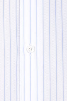 Beyaz Uzun Kol Regular Fit Çizgili Pamuk Gömlek